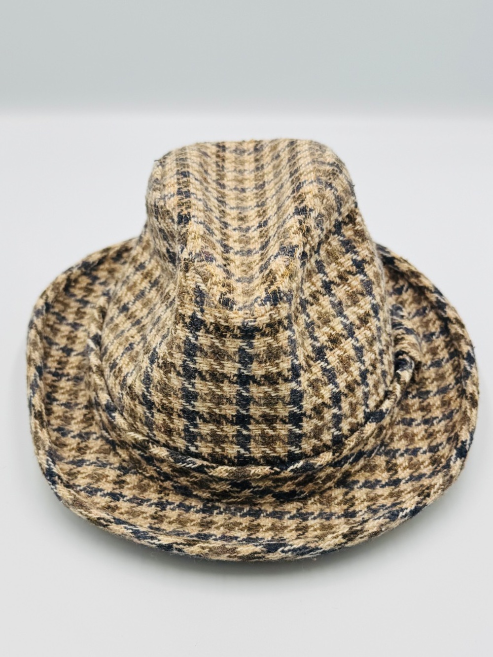 Vintage Bee Hat Men's 7 Custom Made MCM Fedora Hat Houndstooth Bear Bryant 70s